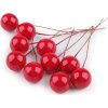 Kuličky / bobule na drátku ke tvoření Ø1,5 cm (Balení 10 ks, Varianta 3 červená)