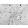 Tyl vánoční s metalickými vločkami (Balení 1 m, Varianta 1 bílá stříbrná)