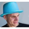 Párty / karnevalový klobouk / cylindr metalický (Balení 1 ks, Varianta 1 modrá azurová AB)