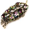 Brož s broušenými kamínky list (Balení 1 ks, Varianta fialovorůžová)