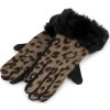 Dámské rukavice s kožešinou zvířecí vzor, dotykové (Balení 1 pár, Varianta 1 béžová světlá černá)