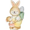 Dekorace MagicHome, Zajíček s mláďátkem a vajíčkem, keramika, 17,8x25,5x39 cm