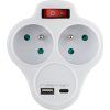 Zásuvka Strend Pro, rozbočovací, rozdvojka, bílá, 2x 16 A, USB A+C, vypínač