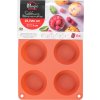 Forma MagicHome, na pečenie, na 6 muffinov, silikón, červená, 23,7x16x3 cm