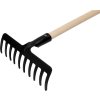 Hrábě zahradní Strend Pro Premium R-606, 10 zubé, kované, dřevěná násada