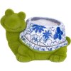 Dekorace MagicHome, Želva s květináčem, modrý ornament, keramika, 33x24x23 cm