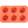 Forma MagicHome, na pečenie, na 6 muffinov, silikón, vzor kvet, červená, 28,6x17,2 cm