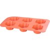 Forma MagicHome, na pečenie, na 6 muffinov, silikón, vzor kvet, červená, 28,6x17,2 cm