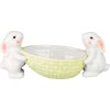Dekorace MagicHome, Zajíčci s miskou na vajíčka, bílá, 12x26,5x11 cm