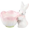 Dekorace MagicHome, Zajíček s miskou na vajíčka, růžový, velikonoční, 7x9x8 cm