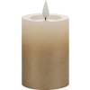 Svíčka MagicHome Vánoce, LED, 2xAAA, jednoduché svícení, krémová/zlatá, metalický efekt, 7x10 cm