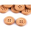 Dřevěný knoflík čtyřdírkový velikost 32" (Balení 10 ks, Varianta 1 přírodní sv.)