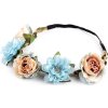 Pružná čelenka do vlasů s květy (Balení 1 ks, Varianta 1 pudrovo-lososová)