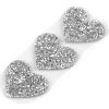 Nažehlovací srdce s kamínky (Varianta 1 stříbrná, Balení 3 ks)