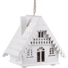 Dřevěný domeček svítící k zavěšení (Balení 1 ks, Varianta bílá)