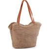 Háčkovavá kabelka z rafie - lýka se zipem 47x36 cm (Balení 1 ks, Varianta 1 hnědá přírodní)