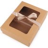 Papírová krabička s průhledem a stuhou (Balení 5 ks, Varianta hnědá přírodní)