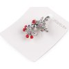 Brož s broušenými kamínky sob (Balení 1 ks, Varianta 1 stříbrná červená)