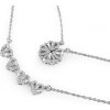 Náhrdelník z nerezové oceli srdíčka / čtyřlístek "2v1" s broušenými kamínky (Varianta stříbrná, Balení 1 ks)