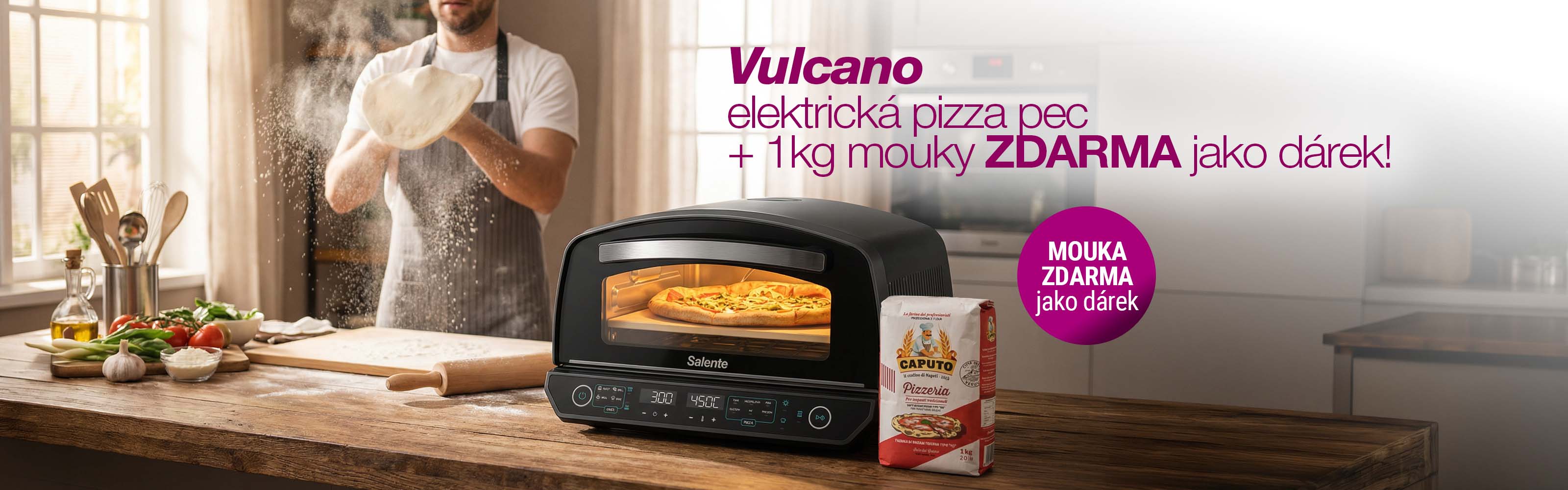 Salente Vulcano, elektrická pizza pec, 450°C