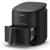 Salente AirFit, air fryer, black - side view of the fryer with the basket pulled out
