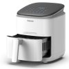 Salente AirFit, air fryer, white - side view of the fryer with the basket pulled out