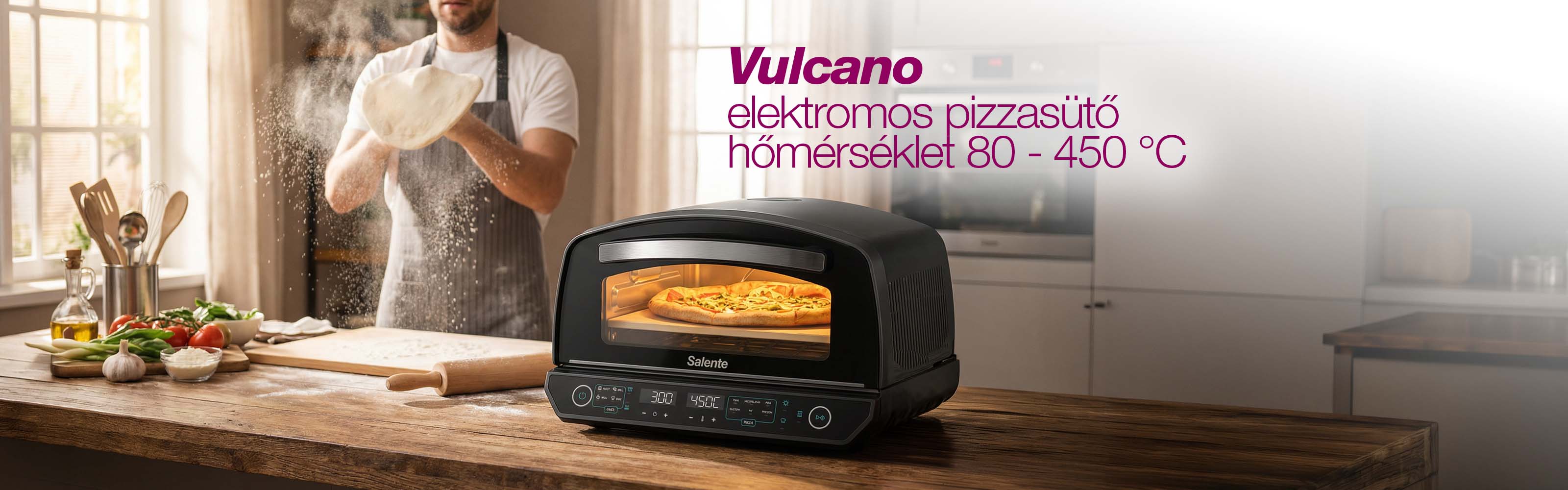 Salente Vulcano, elektromos pizza sütő, 450 °C