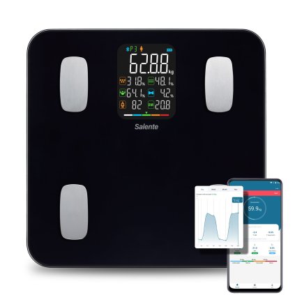 Salente MaxFit, intelligens személyes diagnosztikai fitneszmérleg, Bluetooth, fekete