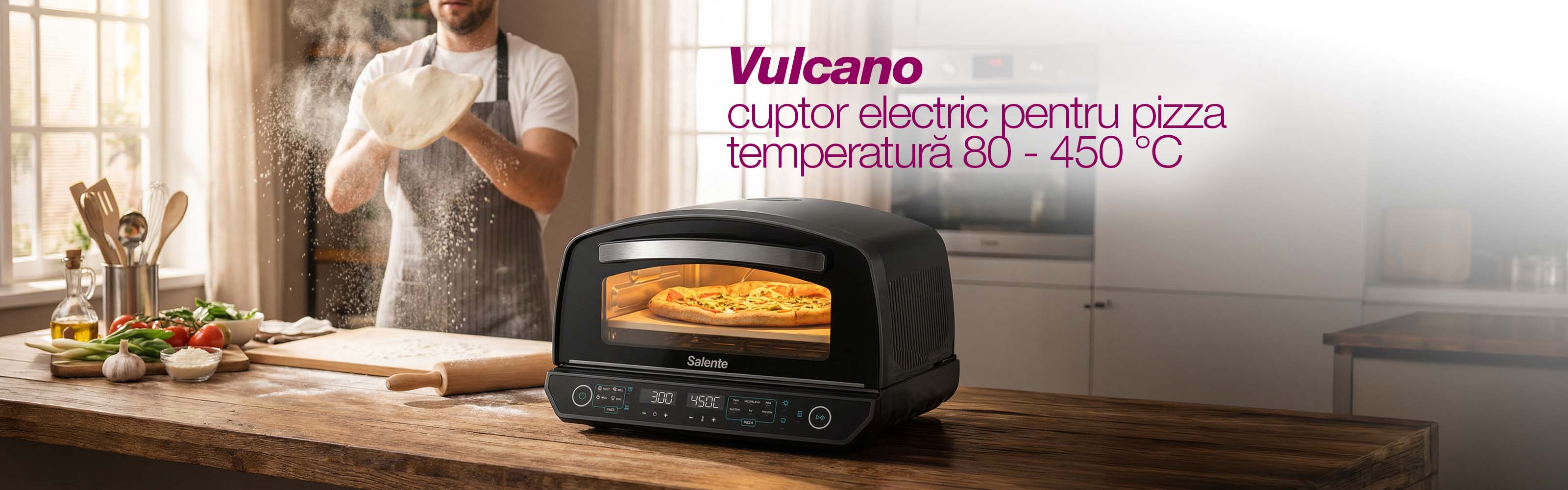 Salente Vulcano, cuptor electric pentru pizza, 450 °C