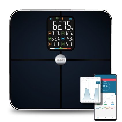 Salente BodyFit, cântar inteligent pentru diagnosticare personală, Bluetooth, negru