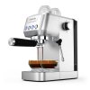 Salente Coffio, cafetieră din oțel inoxidabil cu spumător de lapte și butoane de control