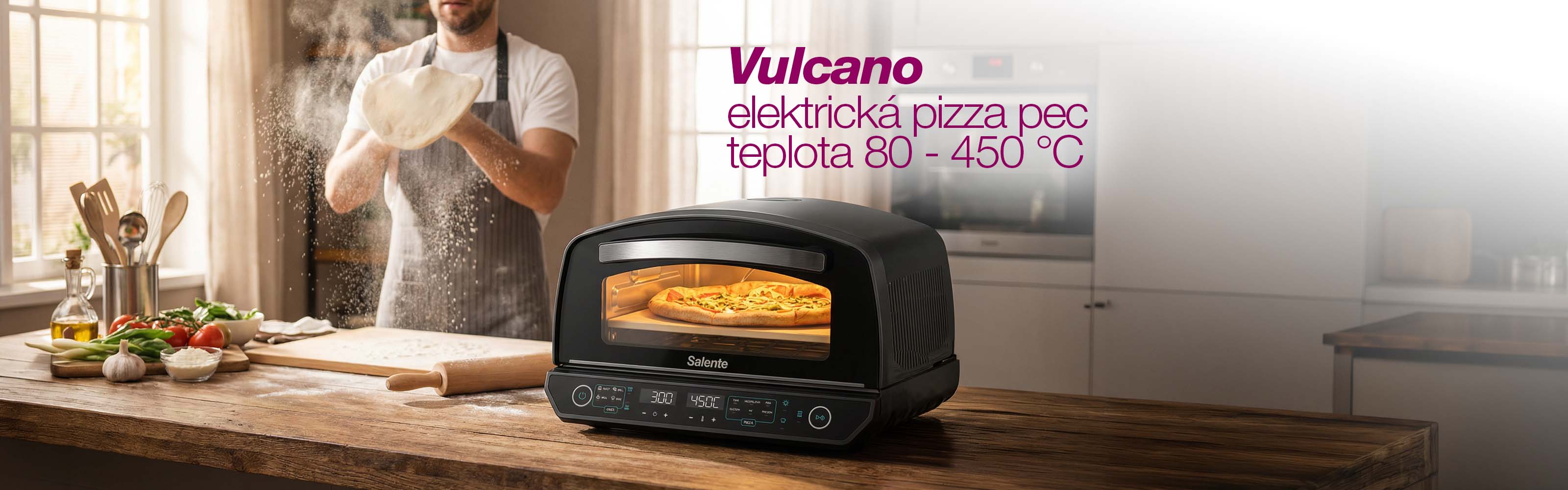 Salente Vulcano, elektrická pec na pizzu, 450 °C