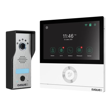 EVOLVEO DoorPhone AHD7, Sada domáceho WiFi videotelefónu s ovládaním brány alebo dverí biely monitor