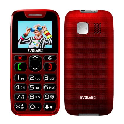 EVOLVEO EasyPhone, mobilný telefón pre seniorov s nabíjacím stojanom, červený