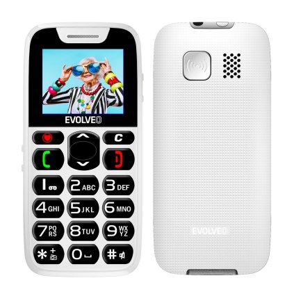 EVOLVEO EasyPhone, mobilný telefón pre seniorov s nabíjacím stojanom, biely
