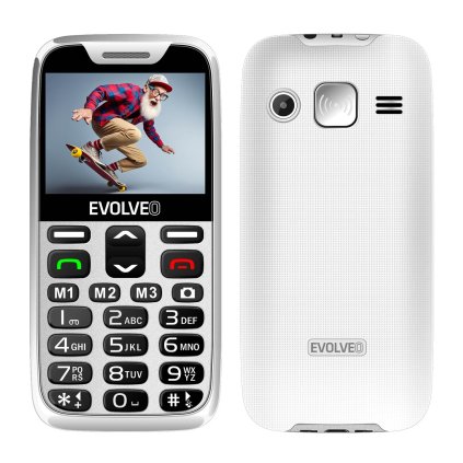 EVOLVEO EasyPhone XR, mobilný telefón pre seniorov s nabíjacím stojanom, biely