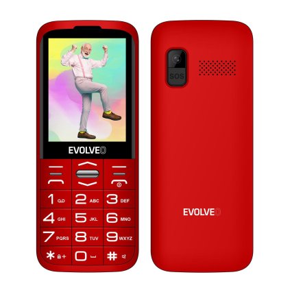 EVOLVEO EasyPhone XO, mobilný telefón pre seniorov s nabíjacím stojanom (červený)