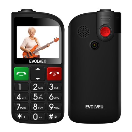 EVOLVEO EasyPhone FL, mobilný telefón pre seniorov s nabíjacím stojanom, čierny