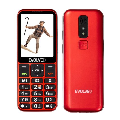 EVOLVEO EasyPhone LT, mobilný telefón pre seniorov s nabíjacím stojanom (červený)