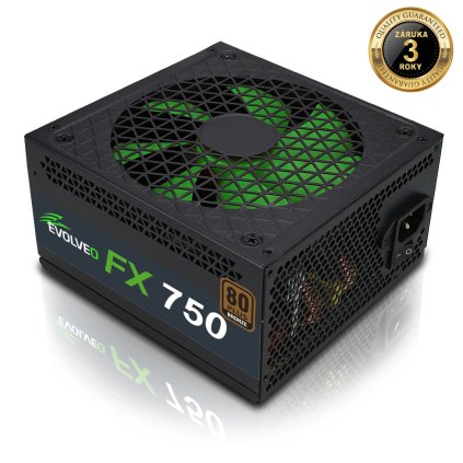 EVOLVEO FX 750, 750W ATX zdroj, 14cm, tichý, 80+ Bronze, 3-ročná záruka
