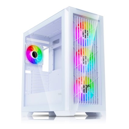 EVOLVEO Ptero Q2G, herná skrinka ATX, 4x ARGB ventilátor, čelný+bočný panel sklo, biela