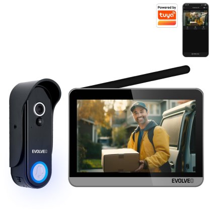 EVOLVEO DoorPhone W7, domáca bezdrôtová videotelefónna súprava s WiFi čierny strieborný monitor