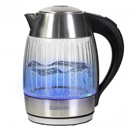 Salente StripeGlass, rýchlovarná kanvica 1,8 l, nerezová oceľ/sklo, modré podsvietenie