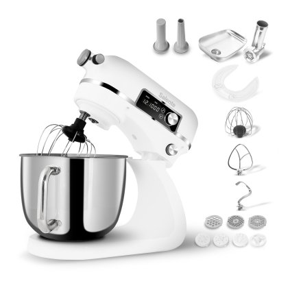 Salente DigiChef+, kuchynský robot, 6-litrová misa, celokovový, mlynček na mäso, digitálny displej, biely