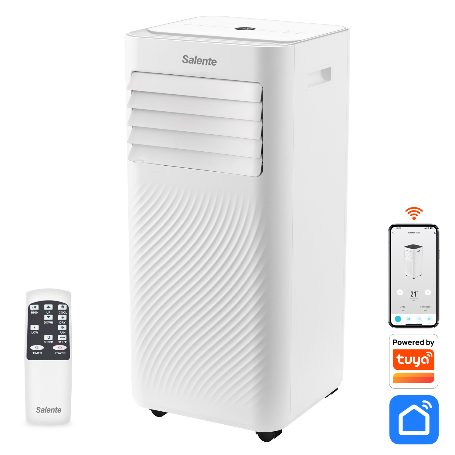 Salente SummerICE9, inteligentná mobilná klimatizácia, 9000 BTU, WiFi+Bluetooth, diaľkové ovládanie.