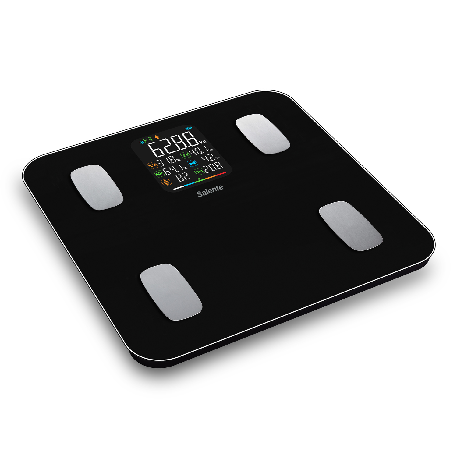 Salente MaxFit, inteligentná osobná diagnostická fitness váha, Bluetooth, čierna