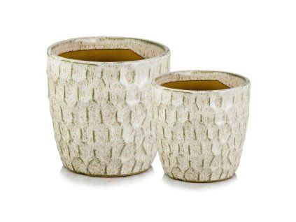 Keramické kvetináče Mood, krémové, 17 a 21 cm, set 2 ks