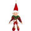 Vianočná dekorácia Elf, textil, červená, 14/35 cm