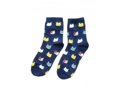 Ponožky Kočičky modrá