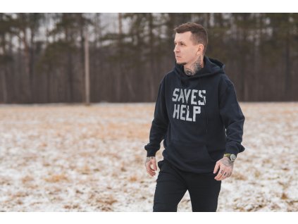 MIKINA UNISEX SAVES HELP - Oversized - TAPE - Grey/blue - SHHOS004